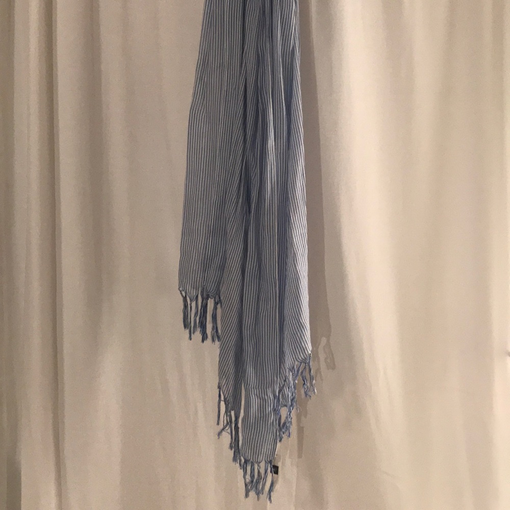 Blue and white striped scarf